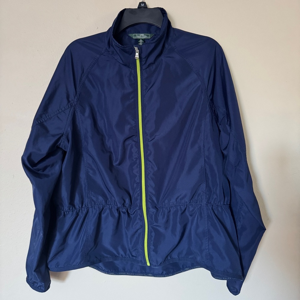 Lauren Ralph Lauren Active Blue Full Zip Mock Neck Jacket Windbreaker Size XL